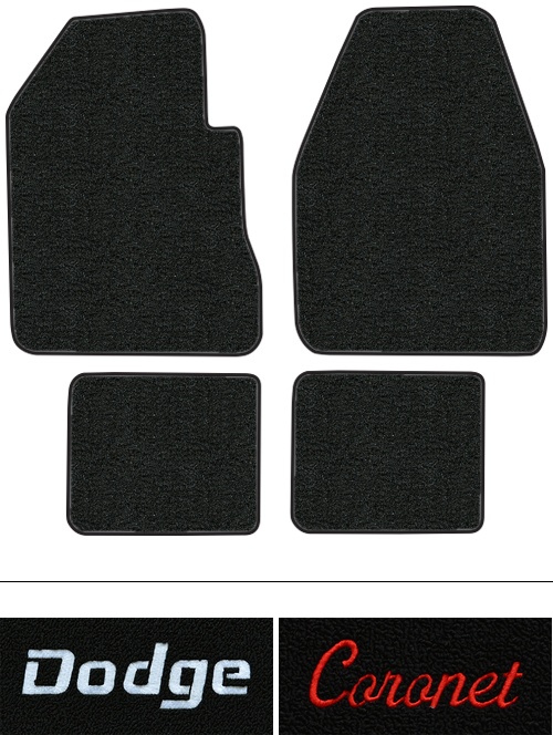 1965 Dodge Coronet (B-Body) 500 Floor Mats (Logos Available) - 4pc - Loop | Fits: 2DR, 4spd
