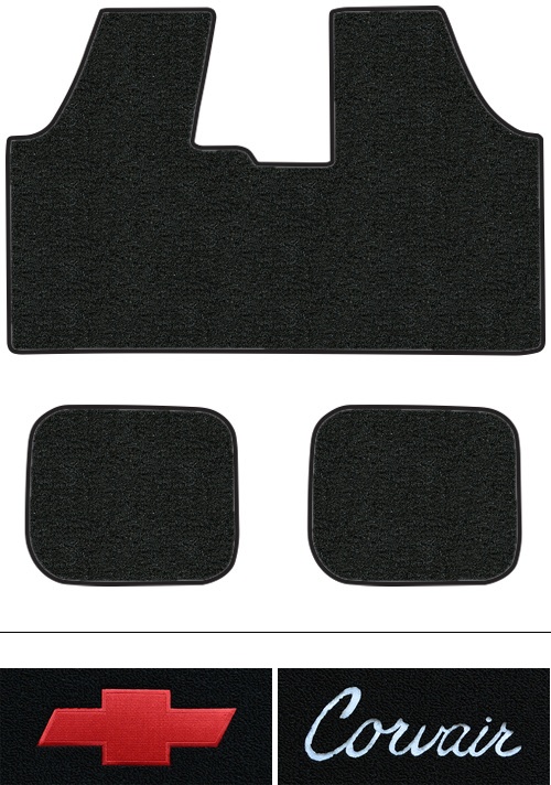 1965-1969 Chevy Corvair Floor Mats (Logos Available) - 3pc - Loop | Fits: Column Shift, 1pc Frt & 2pc Rrs