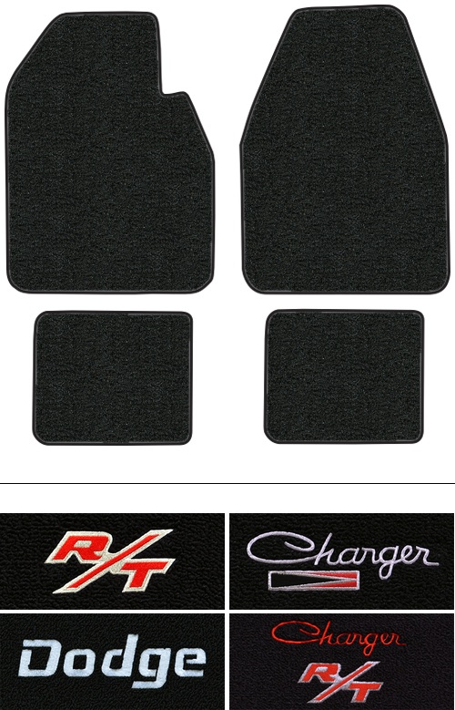1966-1970 Dodge Charger (B-Body) Floor Mats (Logos Available) - 4pc - Loop | Fits: Auto