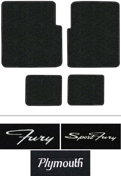 1970-1973 Plymouth Fury Floor Mats (Logos Available) - 4pc - Loop
