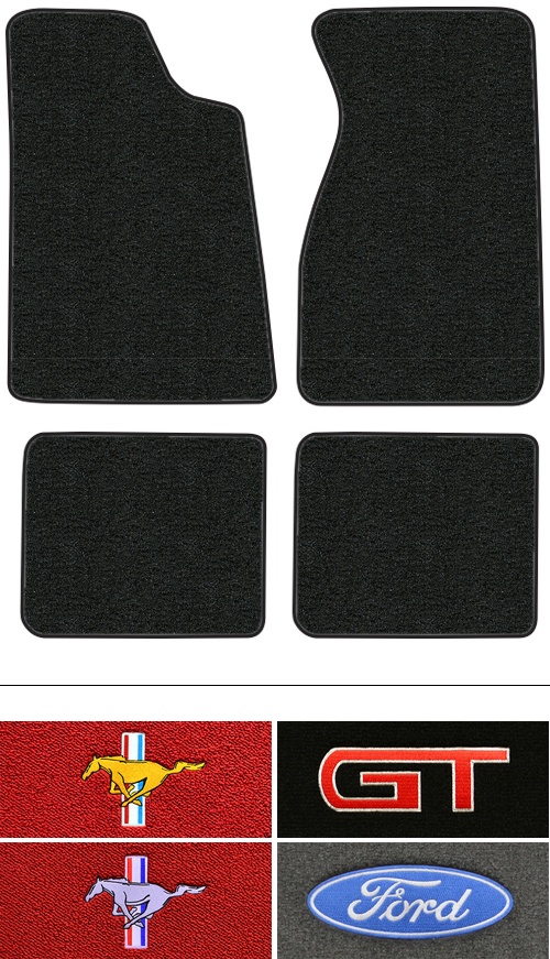 1979-1993 Ford Mustang (Fox Body) Floor Mats (Logos Available) - 4pc - Cutpile