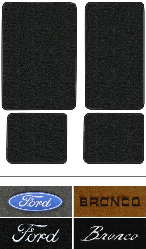 1966-1973 Ford Bronco (Early Bronco) Floor Mats (Logos Available) - 4pc - Loop