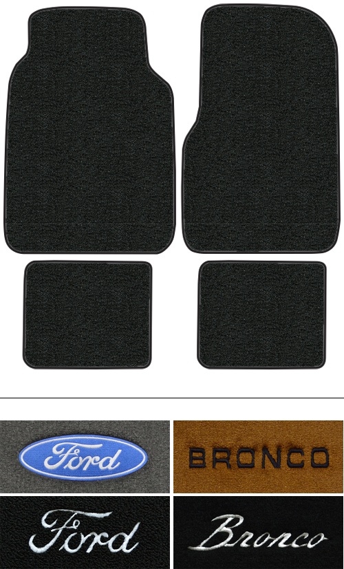 1978-1987 Ford Bronco (Dentside) Floor Mats (Logos Available) - 4pc - Cutpile