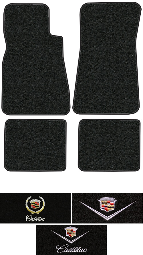 1977-1984 Cadillac DeVille Floor Mats (Logos Available) - 4pc - Cutpile | Fits: 2DR, Coupe