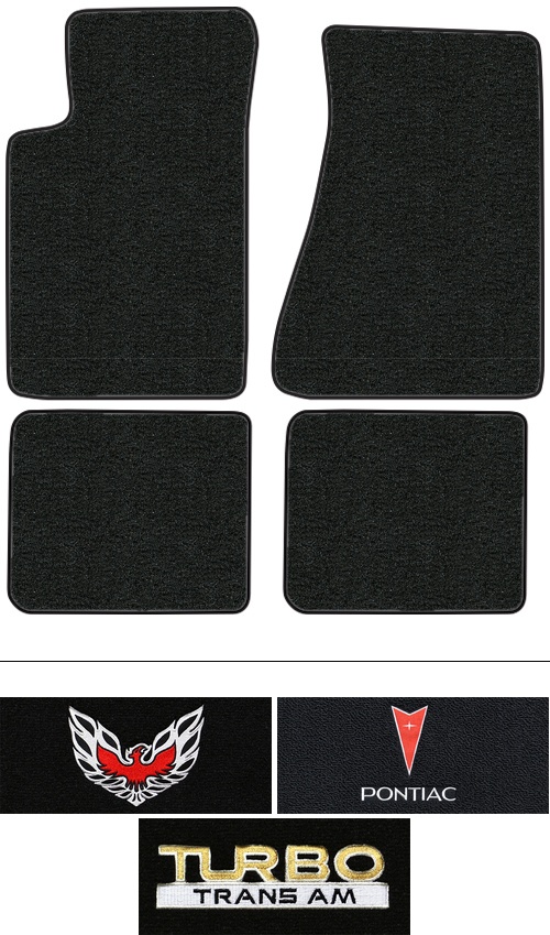 1985-1992 Pontiac Firebird (3rd Gen Firebird) Trans Am Floor Mats (Logos Available) - 4pc - Cutpile | Fits: Molded