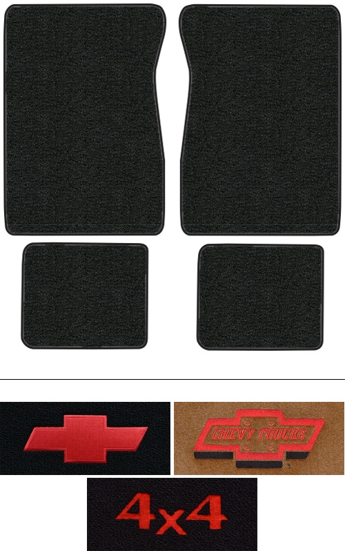 1976-1980 Chevy C20 (Squarebody) Floor Mats (Logos Available) - 4pc - Cutpile | Fits: Crew Cab