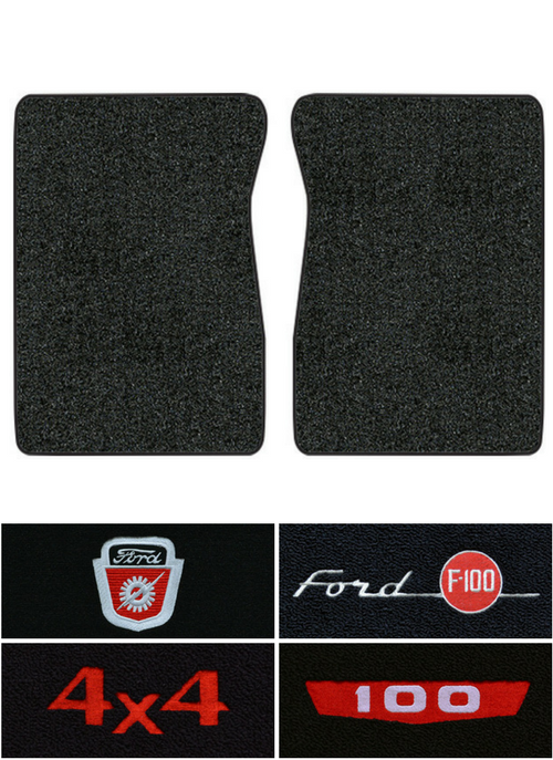 Replacement Carpet Floor Liner – Molded Loop Style – Fits 1965-1972 Ford F-100 Regular Cab 2WD Automatic, Gas Tank In Cab (Black)