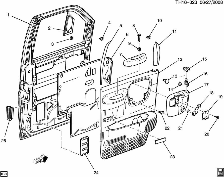 200309 Topkick/Kodiak C6500C8500 Front RH Crank Window Door Trim Gray