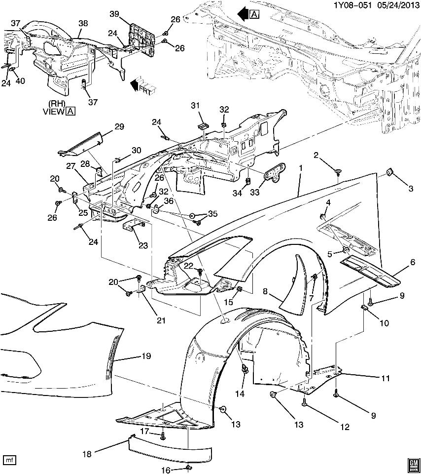 2015 Chevrolet Corvette C7 Front Right Wheelhouse Fender Liner New