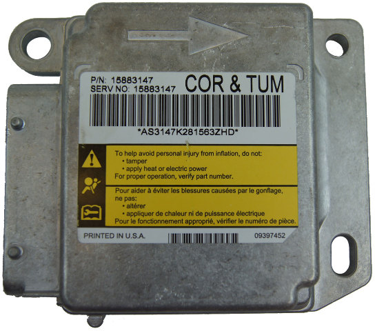 2009 2011 Corvette C6 Airbag Air Bag Module Ecu 15883147