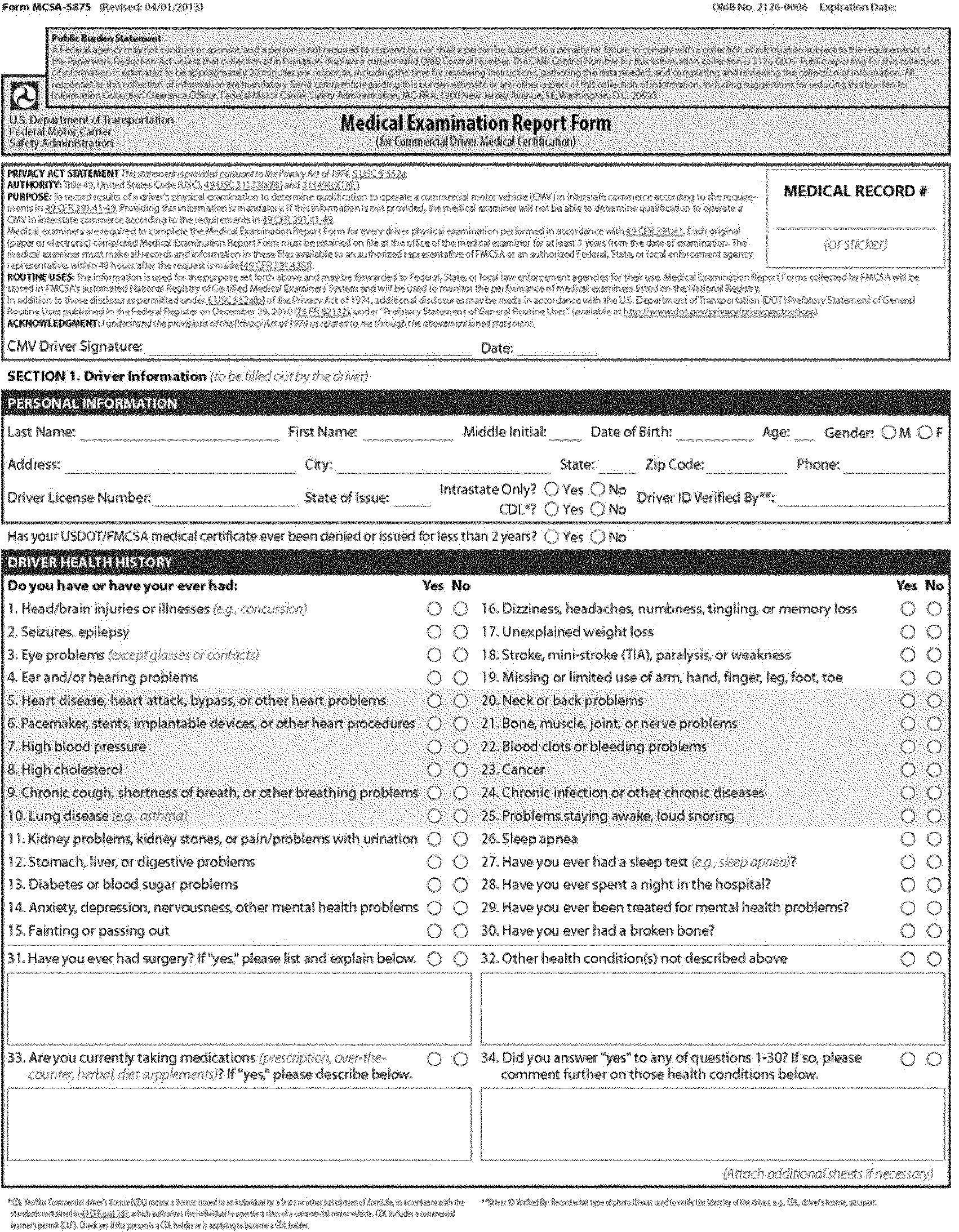 Federal Register Medical Examiner's Certification Integration