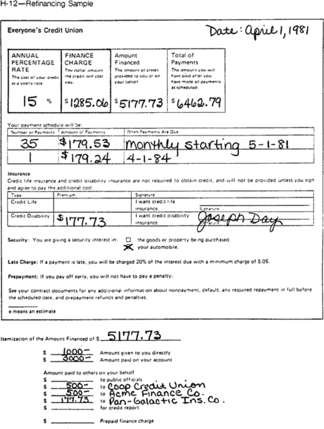 form approval credit sample