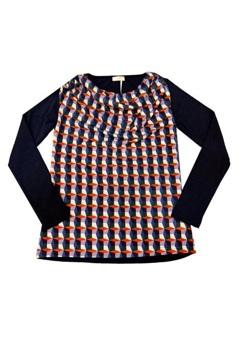 Geometric fancy half-neck jumper ISTINTI | sweaters | 31714BLU