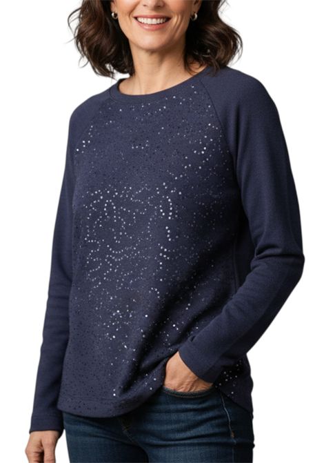 Crew-neck sweater with micro sequins ISTINTI | sweaters | 31723BLU