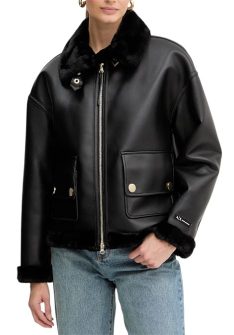 Giacca corta in ecopelle con interno in morbido shearling ARMANI EXCHANGE | Giubbotti | XW000713 AF16389UC001