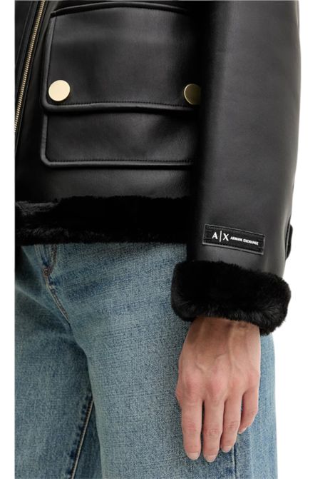 Giacca corta in ecopelle con interno in morbido shearling ARMANI EXCHANGE | Giubbotti | XW000713 AF16389UC001