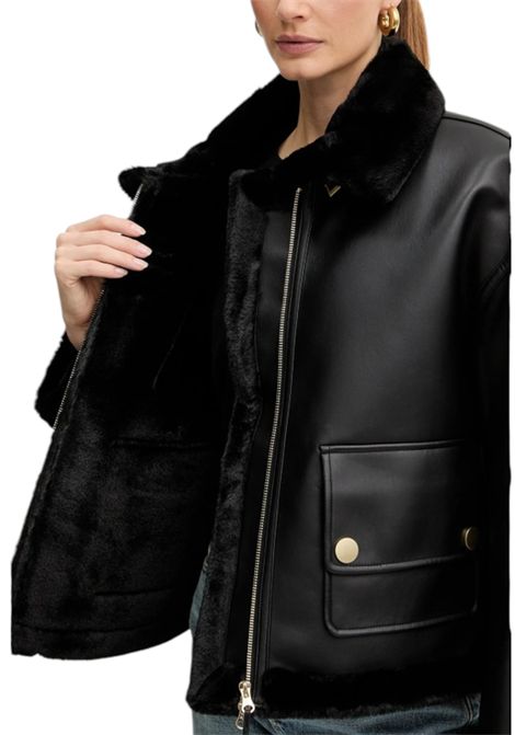 Giacca corta in ecopelle con interno in morbido shearling ARMANI EXCHANGE | Giubbotti | XW000713 AF16389UC001