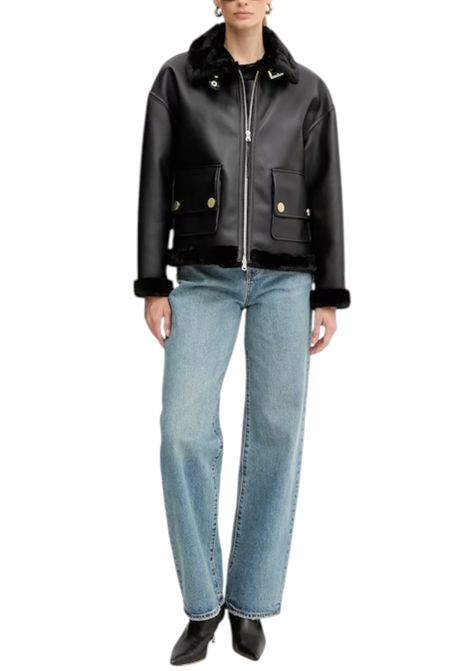 Giacca corta in ecopelle con interno in morbido shearling ARMANI EXCHANGE | Giubbotti | XW000713 AF16389UC001