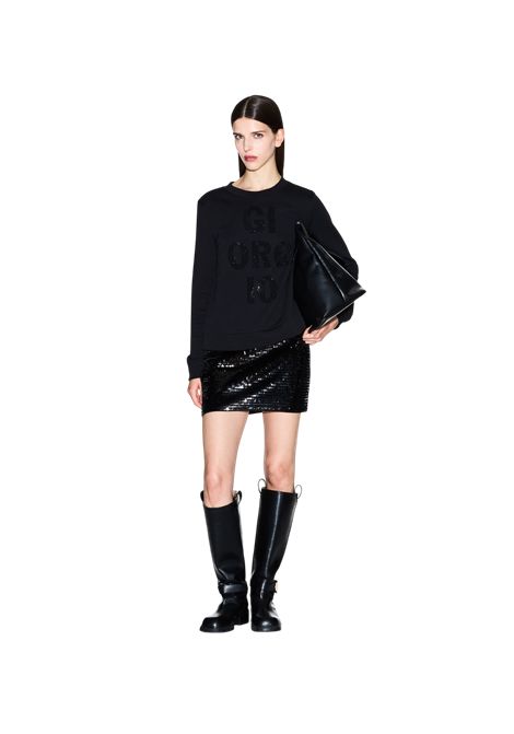 Felpa girocollo con strass ARMANI EXCHANGE | Maglie | XW000991 AF14284UC001