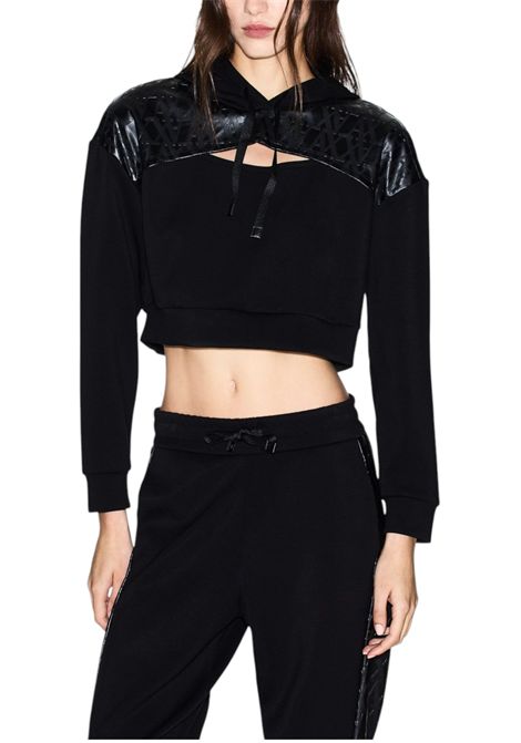 Felpa cropped con inserto logato ARMANI EXCHANGE | Felpe | XW000996 AF1611UC001