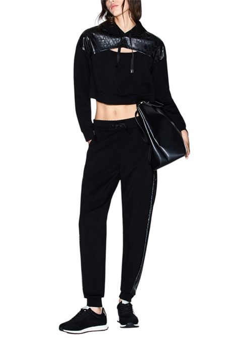 Felpa cropped con inserto logato ARMANI EXCHANGE | Felpe | XW000996 AF1611UC001