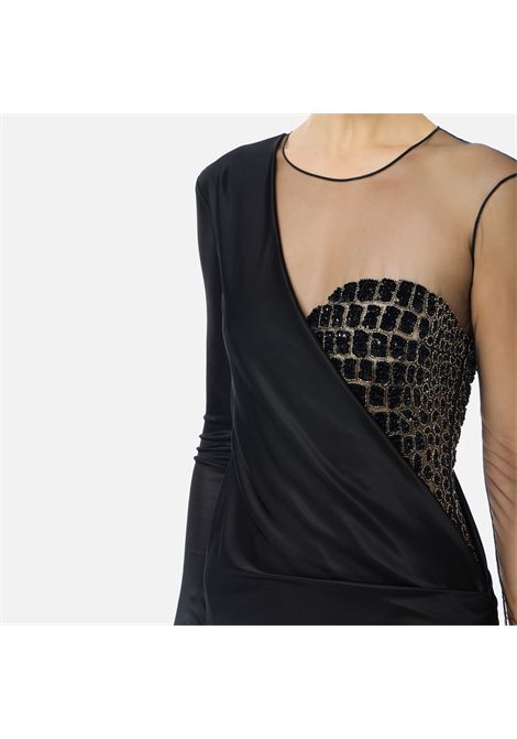 Abito Red Carpet in tulle e jersey con ricami cocco ELISABETTA FRANCHI | Abiti | ABR2257E2110