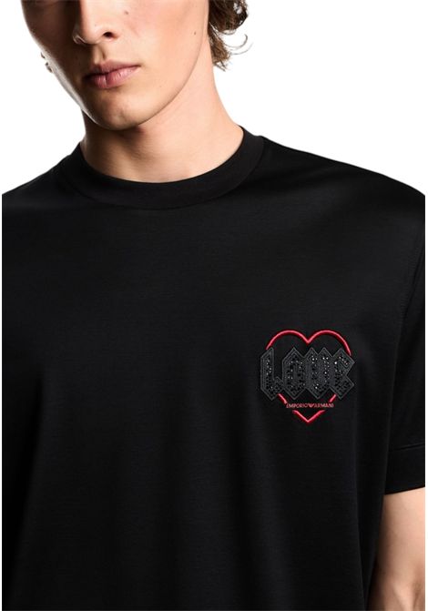T-shirt in jersey misto lyocell con ricamo Capsule San Valentino EMPORIO ARMANI | T-shirt | EM002821 AF10761UC001