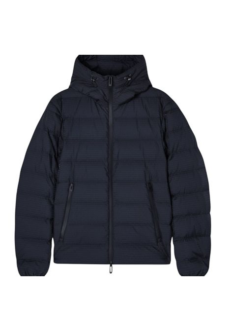 Quilted nylon hooded down jacket with jacquard lettering logo EMPORIO ARMANI | jackets | EM003043 AF15384UB118
