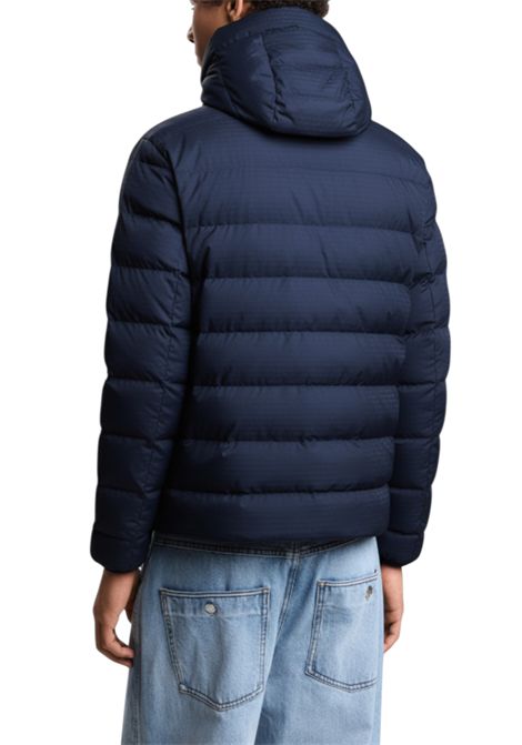 Quilted nylon hooded down jacket with jacquard lettering logo EMPORIO ARMANI | jackets | EM003043 AF15384UB118