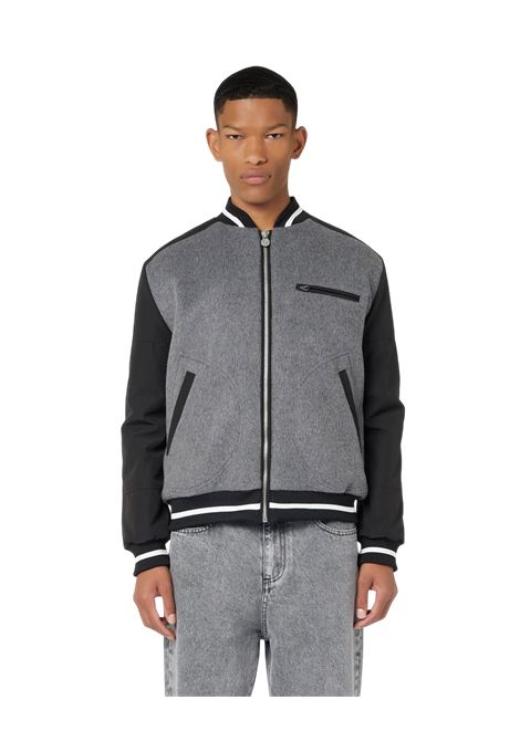 Varsity jacket in black and grey wool blend with nylon cordura inserts and Iceberg Jeans logo ICEBERG JEANS | jackets | O0416452U980