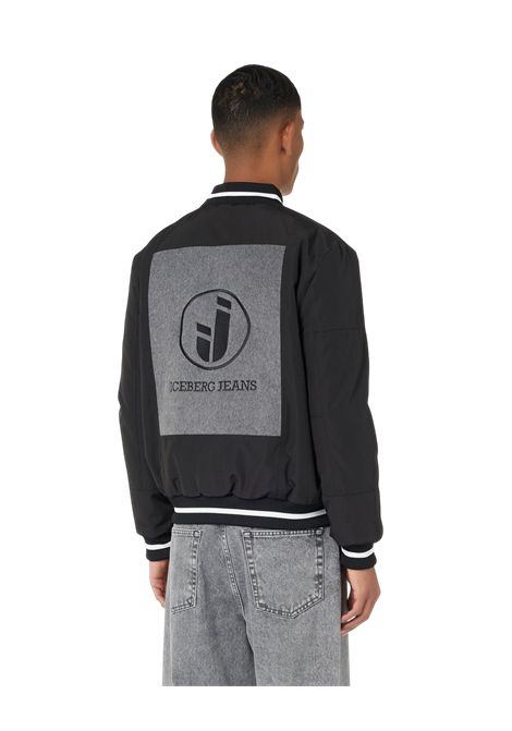 Varsity jacket in black and grey wool blend with nylon cordura inserts and Iceberg Jeans logo ICEBERG JEANS | jackets | O0416452U980