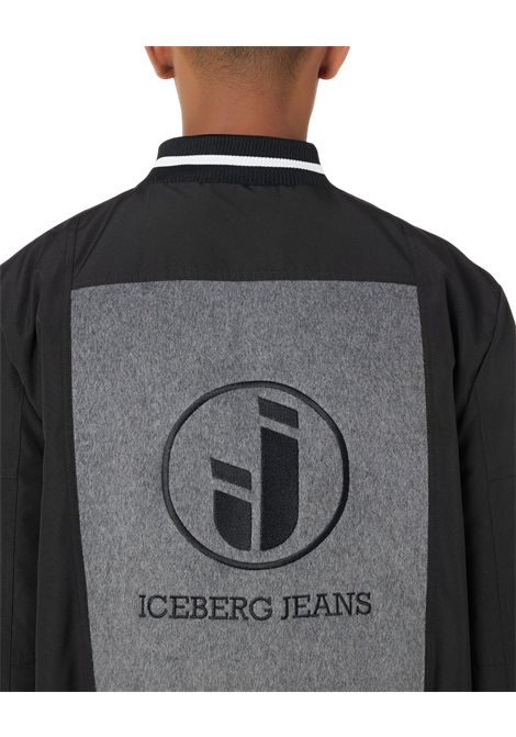 Varsity jacket in black and grey wool blend with nylon cordura inserts and Iceberg Jeans logo ICEBERG JEANS | jackets | O0416452U980