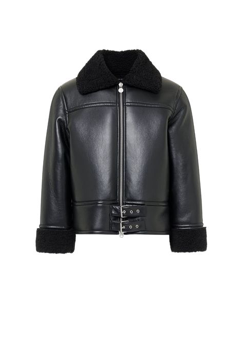 Giubbotto aviator fit in ecomontone nero con interno in pile ricciolino e logo Iceberg Jeans ICEBERG JEANS | Giubbotti | OZ11JSS19000