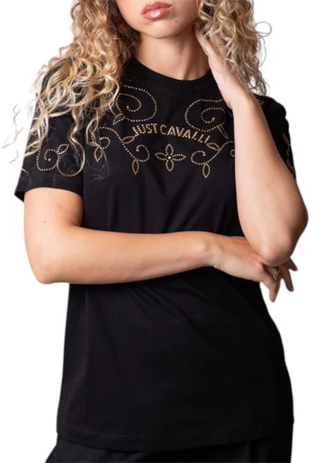 Logo and Studded T-Shirt JUST CAVALLI | T-shirt | 79PAHE17 CJ110G89