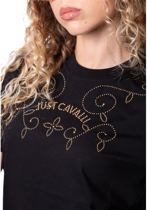 Logo and Studded T-Shirt JUST CAVALLI | T-shirt | 79PAHE17 CJ110G89