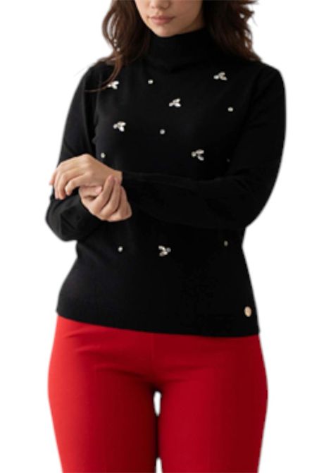  High-neck jumper with jewelled appliqués OLTRETEMPO | sweaters | OT4985003