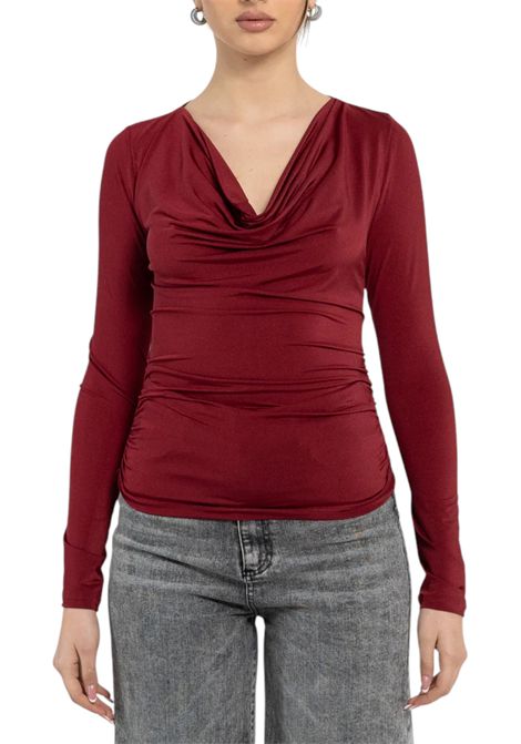 Maglia con scollo ad anello in jersey lucido VALENTINA RIO | Maglie | V4274/01575