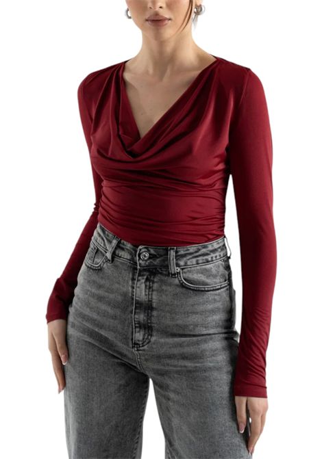 Maglia con scollo ad anello in jersey lucido VALENTINA RIO | Maglie | V4274/01575