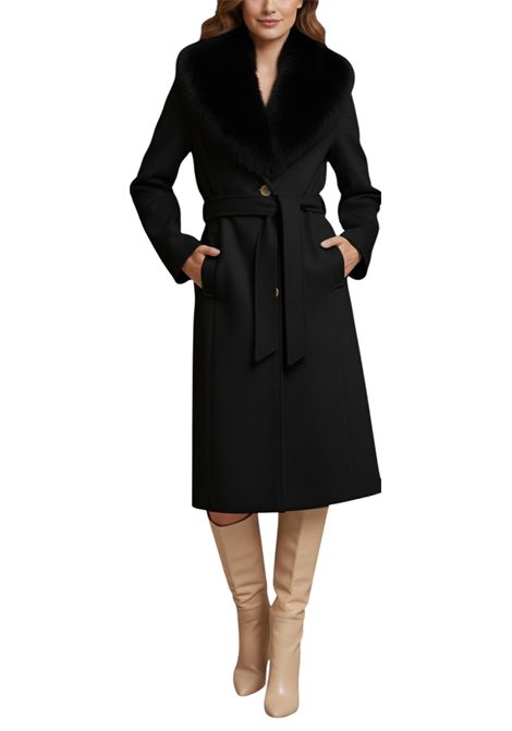 COAT WITH FAUX FUR COLLAR VALENTINA RIO | coats | V8362/01001