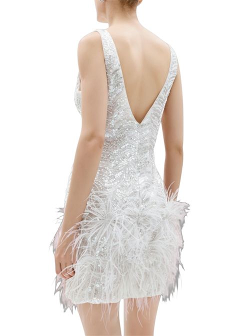 Mini dress with embellishments and feathers ALLURE | dress | A4716BIANCO