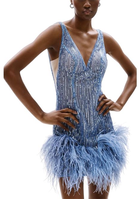 MINI DRESS WITH EMBELLISHMENTS AND FEATHERS ALLURE | dress | A4849INDIGO