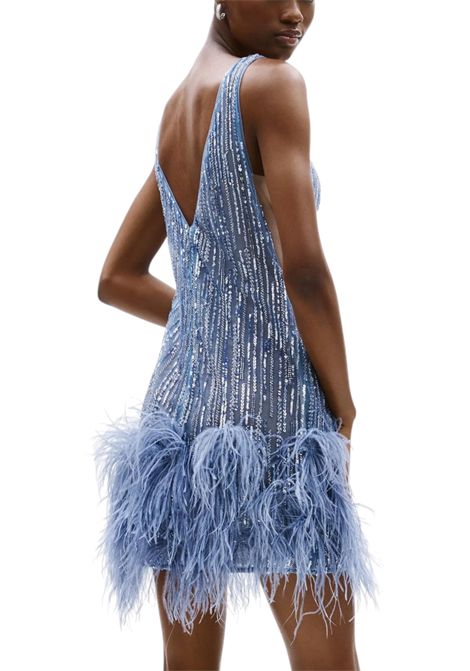 MINI DRESS WITH EMBELLISHMENTS AND FEATHERS ALLURE | dress | A4849INDIGO
