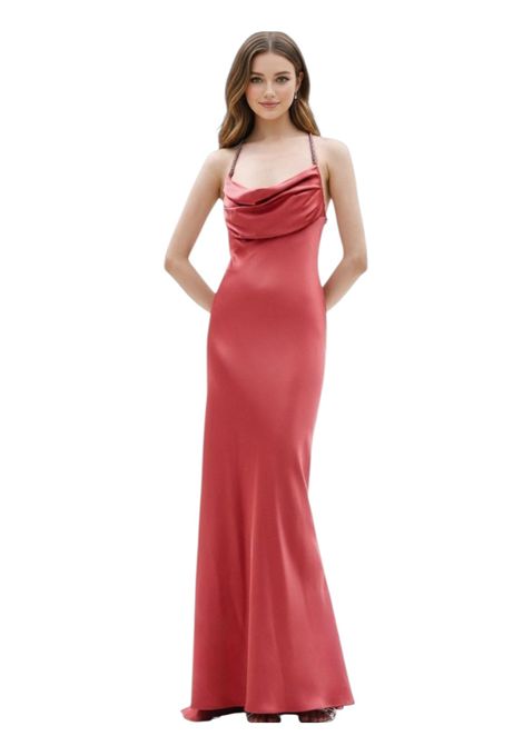 Abito  scivolato con spalline gioiello e stola ALLURE | Abiti | A4850 A4850BBLUSH