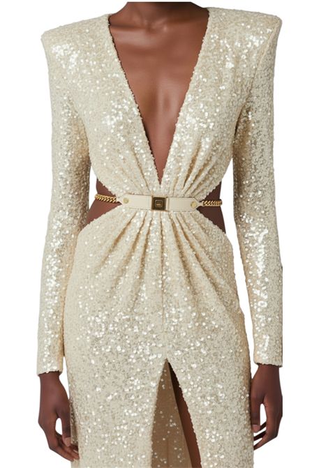 Red Carpet sequinned dress with belt ELISABETTA FRANCHI | dress | ABR1561E2193