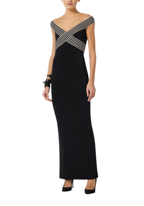 Abito lungo in maglia con bande a righe ELISABETTA FRANCHI | Abiti | AM75S61E2685