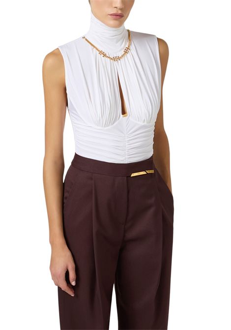 Lightweight crêpe jersey bodysuit with jewelled detail ELISABETTA FRANCHI | bodysuit | BO01661E2360