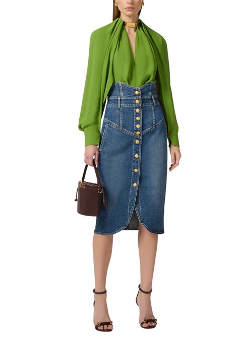 Viscose georgette blouse with jewel detail ELISABETTA FRANCHI | shirts | CA12961E2EV3