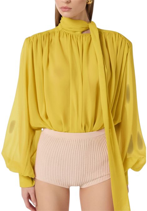 Silk georgette bodysuit with sash ELISABETTA FRANCHI | shirts | CB00661E2EV4