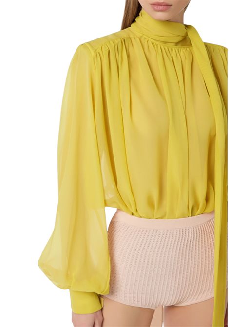 Silk georgette bodysuit with sash ELISABETTA FRANCHI | shirts | CB00661E2EV4