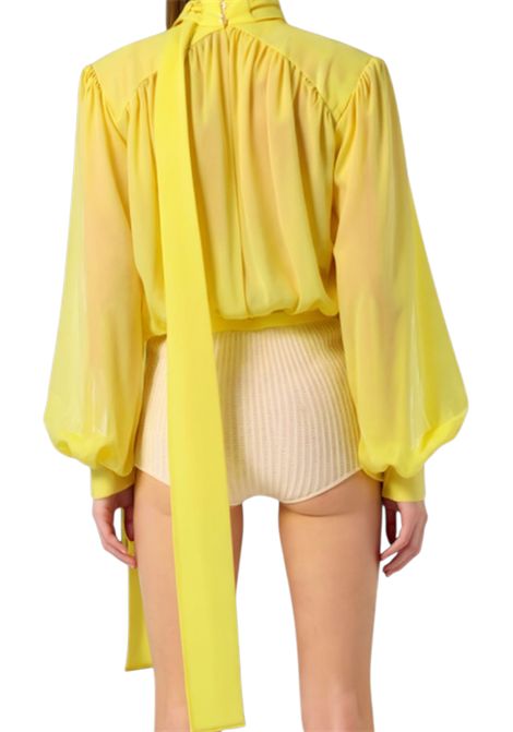 Silk georgette bodysuit with sash ELISABETTA FRANCHI | shirts | CB00661E2EV4